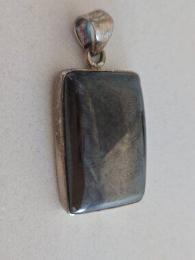 925 Sterling Hematite/Alaskan Black Diamond Pendant